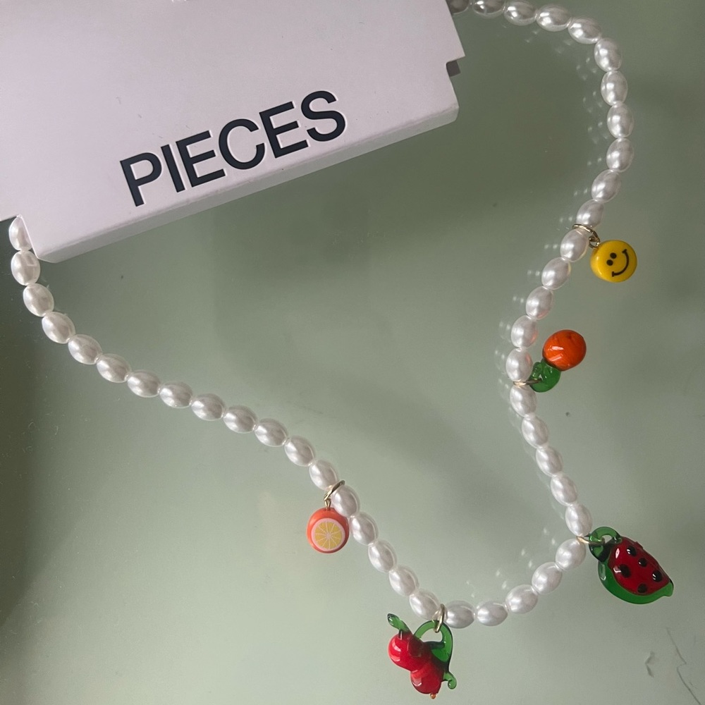 Cute fruit gem and Pearl necklace